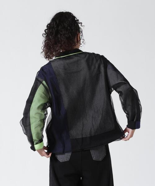 AULA AILA(アウラアイラ)の「AULA AILA(アウラ アイラ)別注チュールレイヤードカーディガン(カーディガン/ボレロ・レディース・ブラック/モスグリーン・F)」の3枚目の写真