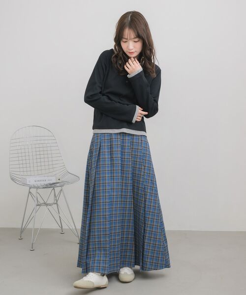 RETRO GIRL（レトロガール）の「チェックプリーツロングSK（スカート・レディース・ブルー系その他2/ブラック系その他2・FREE）」の3枚目の写真