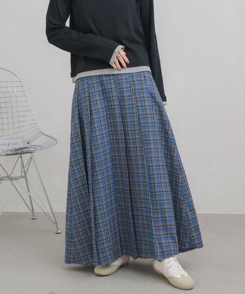 RETRO GIRL（レトロガール）の「チェックプリーツロングSK（スカート・レディース・ブルー系その他2/ブラック系その他2・FREE）」の7枚目の写真