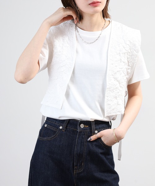 OMNES(オムネス)の「ふくれジャガードベスト Tシャツセット 半袖(Tシャツ/カットソー・レディース・ホワイト/ブラック・FREE)」の22枚目の写真