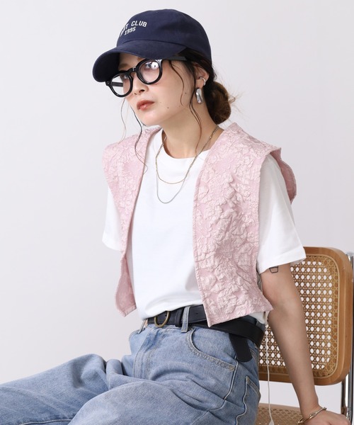 OMNES(オムネス)の「ふくれジャガードベスト Tシャツセット 半袖(Tシャツ/カットソー・レディース・ホワイト/ブラック・FREE)」の13枚目の写真