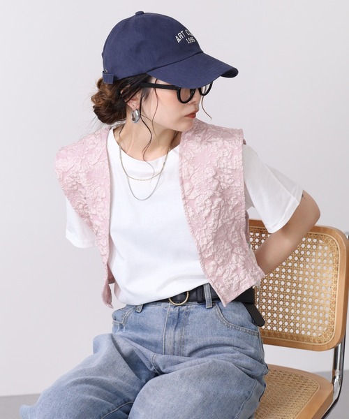 OMNES(オムネス)の「ふくれジャガードベスト Tシャツセット 半袖(Tシャツ/カットソー・レディース・ホワイト/ブラック・FREE)」の14枚目の写真