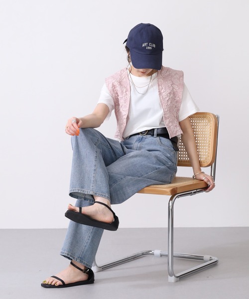 OMNES(オムネス)の「ふくれジャガードベスト Tシャツセット 半袖(Tシャツ/カットソー・レディース・ホワイト/ブラック・FREE)」の15枚目の写真
