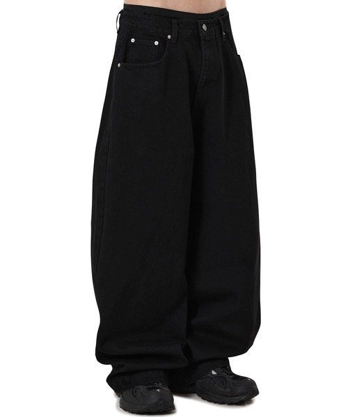 OY(オーワイ)の「『OY/オーワイ』SCRIPTED WIDE VOLUME PANTS/スクリプテッドワイドボリューム パンツ(デニムパンツ・メンズ・ブラック・L/M/S)」の3枚目の写真
