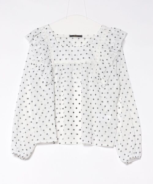 Ritzy（リッツィー）の「ドット柄シアーバルーンスリーブブラウス（シャツ/ブラウス・レディース・ホワイト・LARGE/MEDIUM）」の6枚目の写真