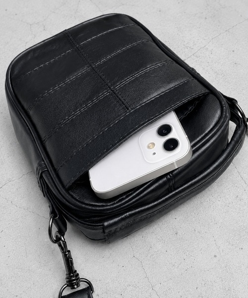 CALIFORNIA OUTFITTERS(カリフォルニア アウトフィッターズ)の「3C23_sz ラム革 ミニ レザー ショルダーバッグ(ショルダーバッグ・メンズ・ブラック・ONESIZE)」の9枚目の写真