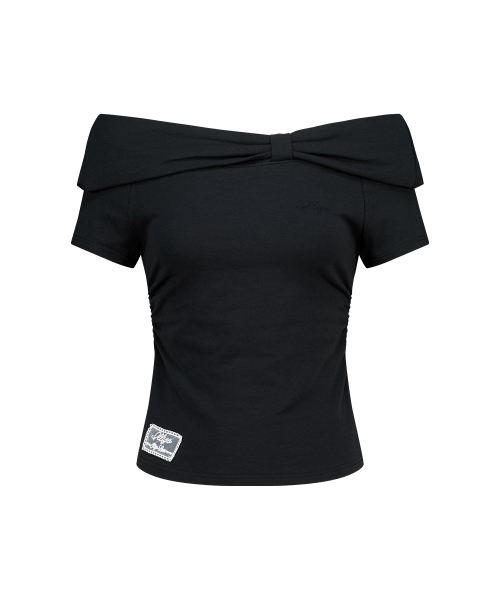 ILLIGO(イリゴ)の「ボウオフショルダーティー ブラック(Tシャツ/カットソー・レディース・その他・OS)」の4枚目の写真