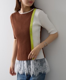 【MAISON BREEZE reveur】ウォッシャブル 配色ニットプルオーバー trc