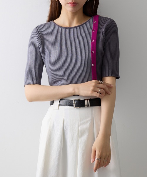 MAISON BREEZE reveur（メゾンブリーズレヴール）の「【MAISON BREEZE reveur】ウォッシャブル 配色ニットプルオーバー trc（ニット/セーター・レディース・ブラウン/ブラック/グレー・FREE）」の2枚目の写真