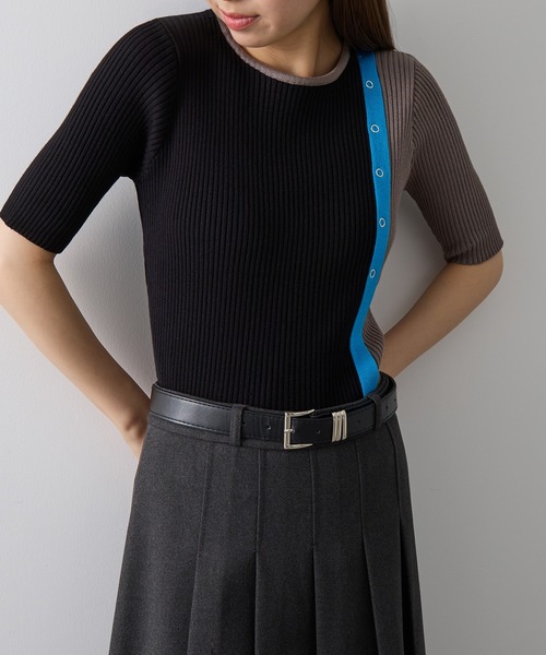 MAISON BREEZE reveur（メゾンブリーズレヴール）の「【MAISON BREEZE reveur】ウォッシャブル 配色ニットプルオーバー trc（ニット/セーター・レディース・ブラウン/ブラック/グレー・FREE）」の4枚目の写真