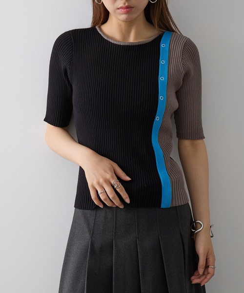 MAISON BREEZE reveur（メゾンブリーズレヴール）の「【MAISON BREEZE reveur】ウォッシャブル 配色ニットプルオーバー trc（ニット/セーター・レディース・ブラウン/ブラック/グレー・FREE）」の5枚目の写真