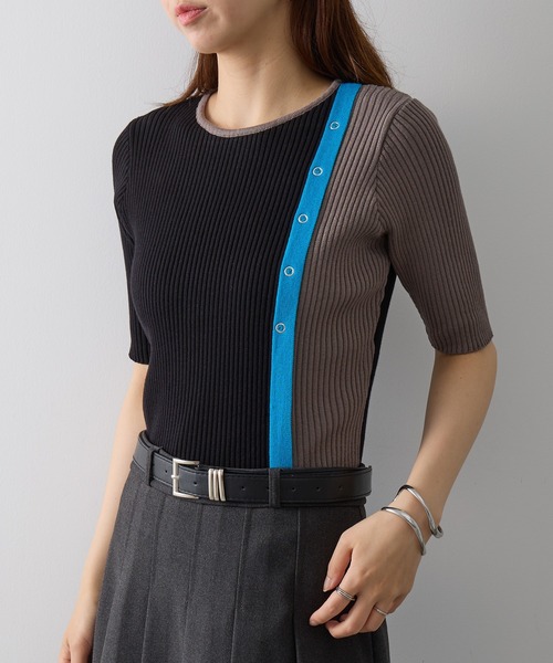 MAISON BREEZE reveur（メゾンブリーズレヴール）の「【MAISON BREEZE reveur】ウォッシャブル 配色ニットプルオーバー trc（ニット/セーター・レディース・ブラウン/ブラック/グレー・FREE）」の7枚目の写真