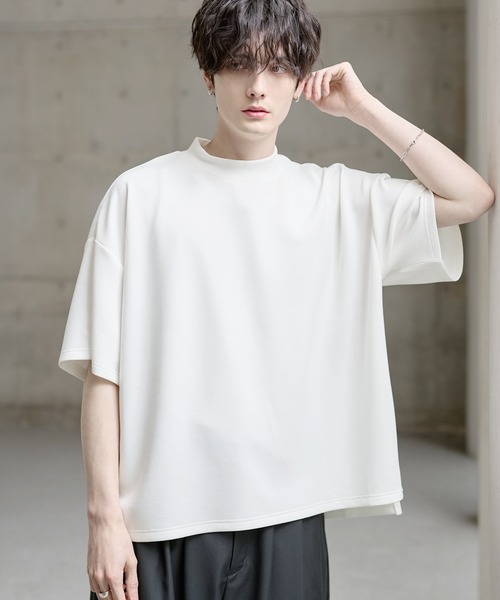 ASTRONOMY（アストロノミー）の「防シワ/抗ピリング ポンチモックネック半袖カットソー（Tシャツ/カットソー・メンズ・チャコール/ホワイト/グレー/ブラック・S/M/L/XL）」の2枚目の写真