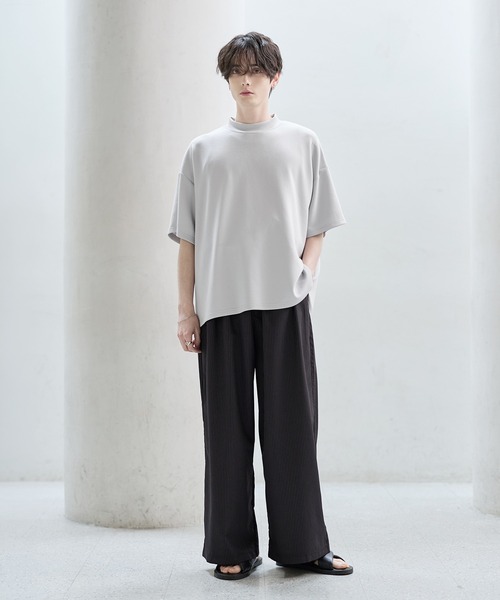 ASTRONOMY（アストロノミー）の「防シワ/抗ピリング ポンチモックネック半袖カットソー（Tシャツ/カットソー・メンズ・チャコール/ホワイト/グレー/ブラック・S/M/L/XL）」の10枚目の写真