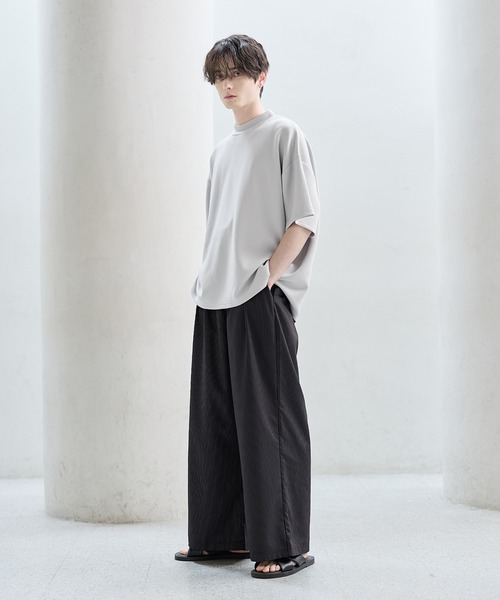 ASTRONOMY（アストロノミー）の「防シワ/抗ピリング ポンチモックネック半袖カットソー（Tシャツ/カットソー・メンズ・チャコール/ホワイト/グレー/ブラック・S/M/L/XL）」の11枚目の写真