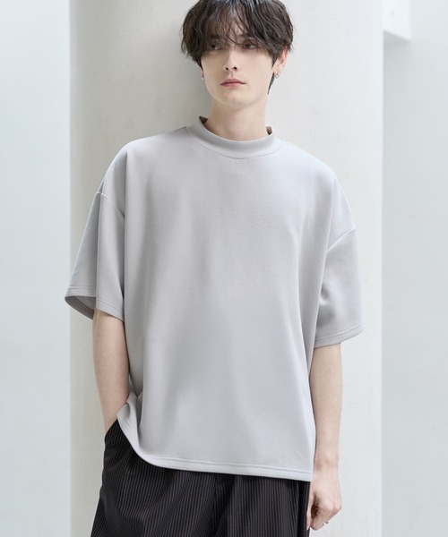 ASTRONOMY（アストロノミー）の「防シワ/抗ピリング ポンチモックネック半袖カットソー（Tシャツ/カットソー・メンズ・チャコール/ホワイト/グレー/ブラック・S/M/L/XL）」の7枚目の写真
