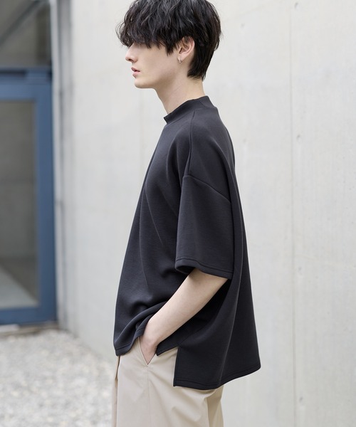 ASTRONOMY（アストロノミー）の「防シワ/抗ピリング ポンチモックネック半袖カットソー（Tシャツ/カットソー・メンズ・チャコール/ホワイト/グレー/ブラック・S/M/L/XL）」の14枚目の写真