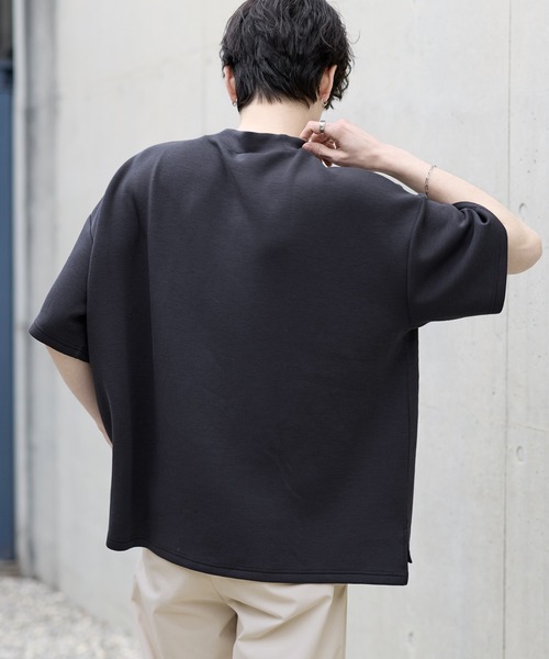 防シワ/抗ピリング ポンチモックネック半袖カットソー（Tシャツ