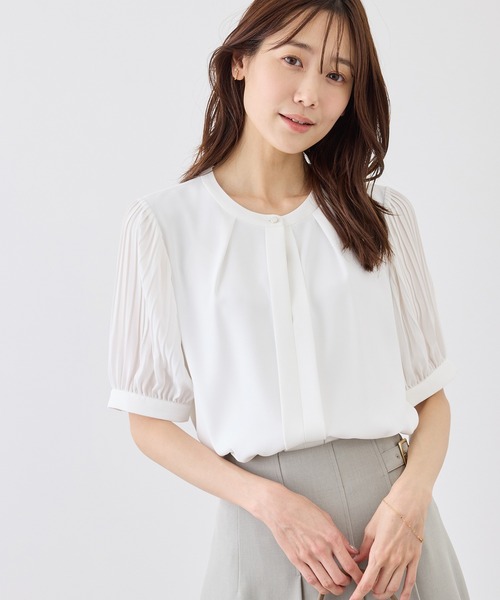 ROPE' PICNIC（ロペピクニック）の「袖プリーツハーフスリーブブラウス（シャツ/ブラウス・レディース・チャコールグレー/ホワイト/サックスブルー/ラベンダー・FREE）」の15枚目の写真
