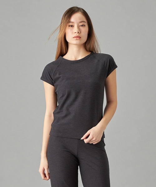 Chacott(チャコット)の「PeachMokuTシャツ(Tシャツ/カットソー・レディース・杢グレー/ライラック・M)」の1枚目の写真