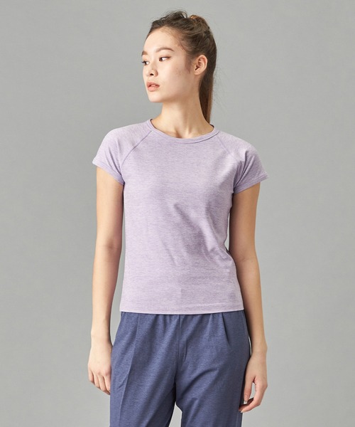 Chacott(チャコット)の「PeachMokuTシャツ(Tシャツ/カットソー・レディース・杢グレー/ライラック・M)」の2枚目の写真