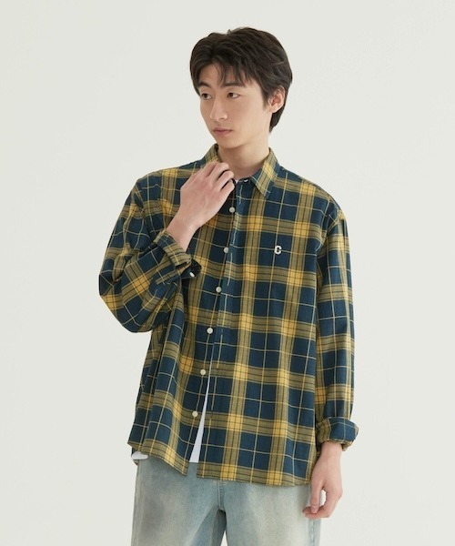 COVERNAT（カバーナット）の「AIRY CHECK SHIRT（シャツ/ブラウス・メンズ・ネイビー/アイボリー・LARGE/MEDIUM/SMALL/X-LARGE）」の2枚目の写真