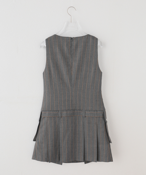 GANNI(ガニー)の「GANNI / ガニー Wool Stripe Belted Mini Dress(ドレス・レディース・チャコールグレー・34/36)」の13枚目の写真