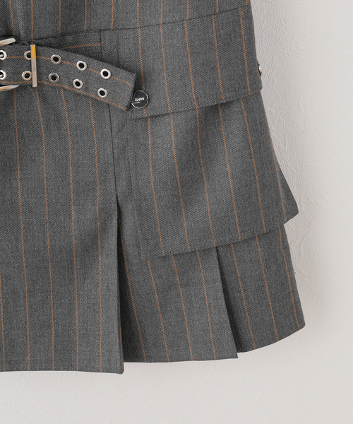GANNI(ガニー)の「GANNI / ガニー Wool Stripe Belted Mini Dress(ドレス・レディース・チャコールグレー・34/36)」の10枚目の写真