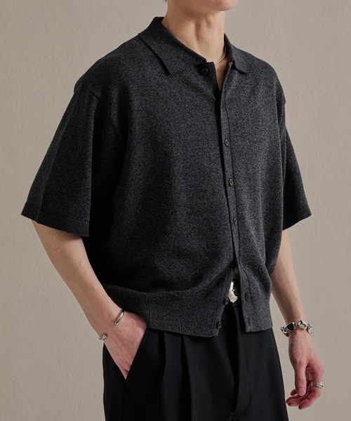 epnok（エプノック）の「ベーシックルーズメランジ半袖ニットシャツ（ニット/セーター・メンズ・グレイッシュベージュ/グレー/チャコールグレー/ブルー/ネイビー/レッド/ブラウン/ブラック/ピンク・SMALL/MEDIUM/LARGE）」の17枚目の写真