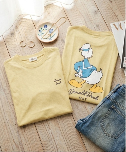 Disney(ディズニー)の「【DISNEY/ディズニー】ミッキー・ミニー・ドナルド・デイジー バックスタイルプリント半袖Tシャツ MICKEY AND FRIENDS(Tシャツ/カットソー・レディース・ライム/ピンク/サックスブルー/ブラック・LARGE/MEDIUM)」の1枚目の写真