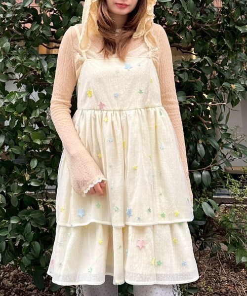 Candy Stripper（キャンディストリッパー）の「SHEER TWINKLE CAMISOLE MINI ドレス（ワンピース・レディース・ライトイエロー/ライトピンク/ライトブルー・FREE）」の3枚目の写真