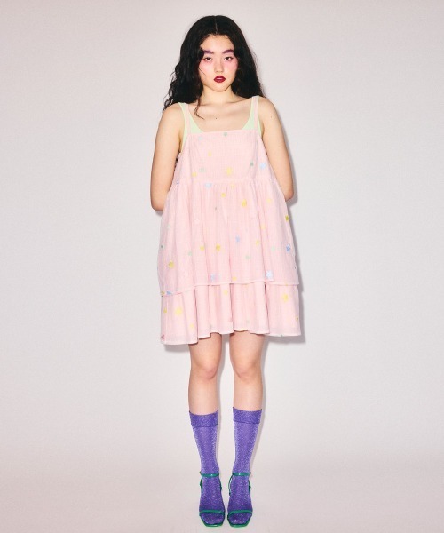 Candy Stripper（キャンディストリッパー）の「SHEER TWINKLE CAMISOLE MINI ドレス（ワンピース・レディース・ライトイエロー/ライトピンク/ライトブルー・FREE）」の10枚目の写真