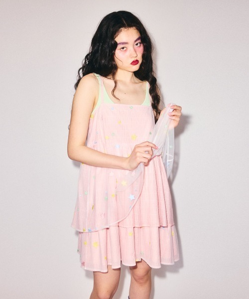 Candy Stripper（キャンディストリッパー）の「SHEER TWINKLE CAMISOLE MINI ドレス（ワンピース・レディース・ライトイエロー/ライトピンク/ライトブルー・FREE）」の11枚目の写真