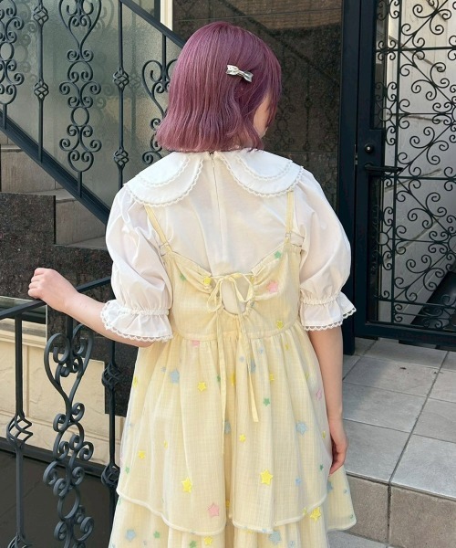 Candy Stripper（キャンディストリッパー）の「SHEER TWINKLE CAMISOLE MINI ドレス（ワンピース・レディース・ライトイエロー/ライトピンク/ライトブルー・FREE）」の15枚目の写真