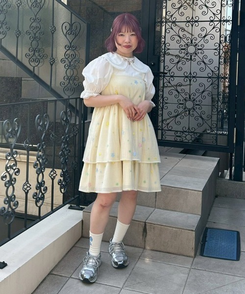 Candy Stripper（キャンディストリッパー）の「SHEER TWINKLE CAMISOLE MINI ドレス（ワンピース・レディース・ライトイエロー/ライトピンク/ライトブルー・FREE）」の14枚目の写真