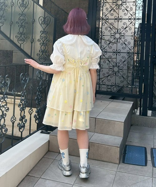 Candy Stripper（キャンディストリッパー）の「SHEER TWINKLE CAMISOLE MINI ドレス（ワンピース・レディース・ライトイエロー/ライトピンク/ライトブルー・FREE）」の13枚目の写真