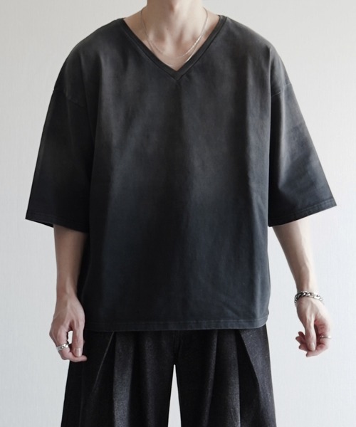 ELLUV(エルブ)の「【ELLUV/エルヴ】ファインコットンスムース ヴィンテージスノーグラデーション ショート丈 半袖VネックTシャツ(Tシャツ/カットソー・メンズ・グレー系その他/ブラック系その他/ホワイト系その他・S/M/L)」の7枚目の写真