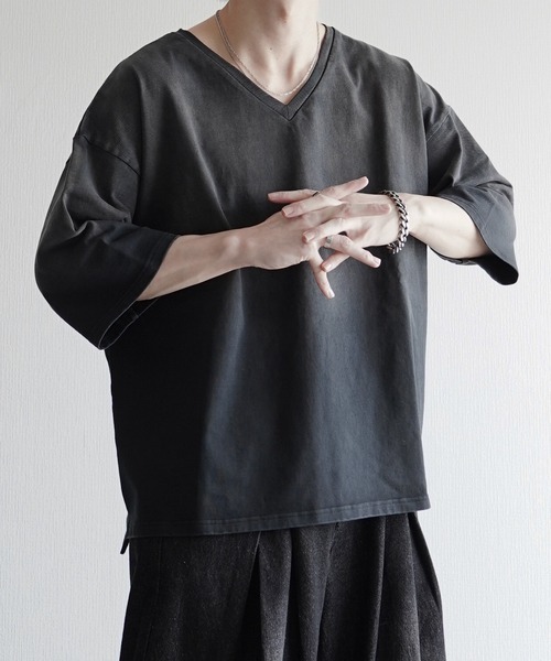 ELLUV(エルブ)の「【ELLUV/エルヴ】ファインコットンスムース ヴィンテージスノーグラデーション ショート丈 半袖VネックTシャツ(Tシャツ/カットソー・メンズ・グレー系その他/ブラック系その他/ホワイト系その他・S/M/L)」の8枚目の写真