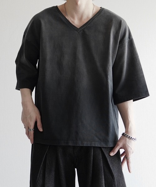 ELLUV(エルブ)の「【ELLUV/エルヴ】ファインコットンスムース ヴィンテージスノーグラデーション ショート丈 半袖VネックTシャツ(Tシャツ/カットソー・メンズ・グレー系その他/ブラック系その他/ホワイト系その他・S/M/L)」の9枚目の写真