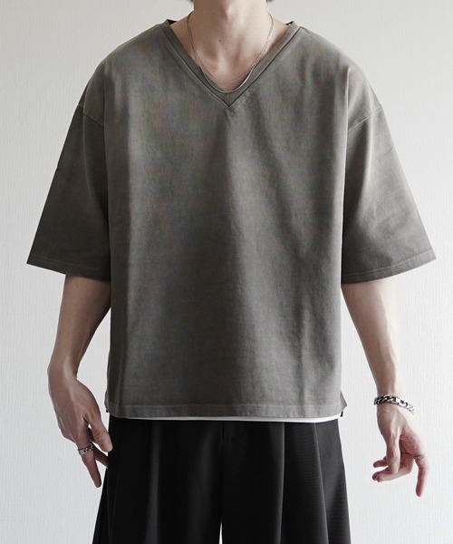 ELLUV(エルブ)の「【ELLUV/エルヴ】ファインコットンスムース ヴィンテージスノーグラデーション ショート丈 半袖VネックTシャツ(Tシャツ/カットソー・メンズ・グレー系その他/ブラック系その他/ホワイト系その他・S/M/L)」の16枚目の写真