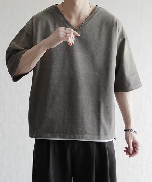 ELLUV(エルブ)の「【ELLUV/エルヴ】ファインコットンスムース ヴィンテージスノーグラデーション ショート丈 半袖VネックTシャツ(Tシャツ/カットソー・メンズ・グレー系その他/ブラック系その他/ホワイト系その他・S/M/L)」の17枚目の写真