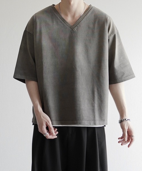 ELLUV(エルブ)の「【ELLUV/エルヴ】ファインコットンスムース ヴィンテージスノーグラデーション ショート丈 半袖VネックTシャツ(Tシャツ/カットソー・メンズ・グレー系その他/ブラック系その他/ホワイト系その他・S/M/L)」の19枚目の写真