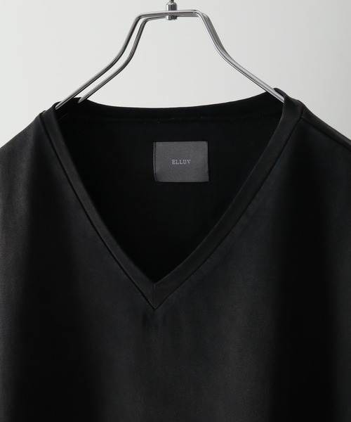 ELLUV(エルブ)の「【ELLUV/エルヴ】ファインコットンスムース ヴィンテージスノーグラデーション ショート丈 半袖VネックTシャツ(Tシャツ/カットソー・メンズ・グレー系その他/ブラック系その他・S/M/L)」の6枚目の写真
