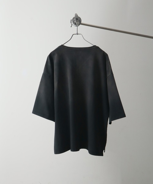 ELLUV(エルブ)の「【ELLUV/エルヴ】ファインコットンスムース ヴィンテージスノーグラデーション ショート丈 半袖VネックTシャツ(Tシャツ/カットソー・メンズ・グレー系その他/ブラック系その他・S/M/L)」の5枚目の写真