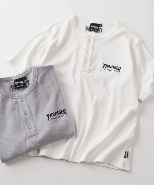 THRASHER(スラッシャー)の「【70】【THRASHER/スラッシャー】ワンポイント刺繍 リブ編み ヘンリーネックTシャツ/ヘビーウェイト/ユニセックス(Tシャツ/カットソー・メンズ・グレー/ブラック/ホワイト・S/L/M)」の2枚目の写真