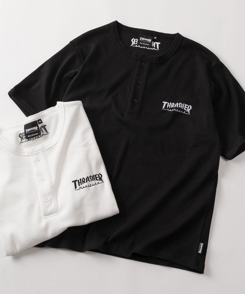 THRASHER(スラッシャー)の「【70】【THRASHER/スラッシャー】ワンポイント刺繍 リブ編み ヘンリーネックTシャツ/ヘビーウェイト/ユニセックス(Tシャツ/カットソー・メンズ・グレー/ブラック/ホワイト・S/L/M)」の3枚目の写真