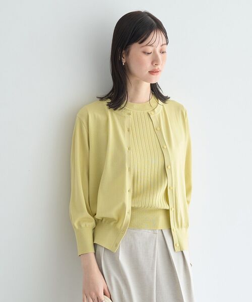 YECCA VECCA(イェッカヴェッカ)の「【マシンウォッシャブル/接触冷感】カーディガン(カーディガン/ボレロ・レディース・オフホワイト/グリーン/ブラック/イエロー・FREE)」の6枚目の写真