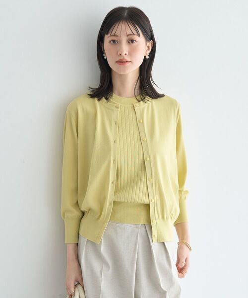 YECCA VECCA(イェッカヴェッカ)の「【マシンウォッシャブル/接触冷感】カーディガン(カーディガン/ボレロ・レディース・オフホワイト/グリーン/ブラック/イエロー・FREE)」の7枚目の写真