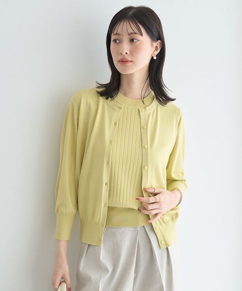 YECCA VECCA(イェッカヴェッカ)の「【マシンウォッシャブル/接触冷感】カーディガン(カーディガン/ボレロ・レディース・オフホワイト/グリーン/ブラック/イエロー・FREE)」の5枚目の写真
