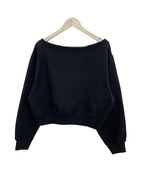 AMAJI（アマジ）の「オフショルダー風 デザインスウェット トップス ゆったりシルエット（Tシャツ/カットソー・レディース・オフホワイト/ブラック・FREE）」の4枚目の写真